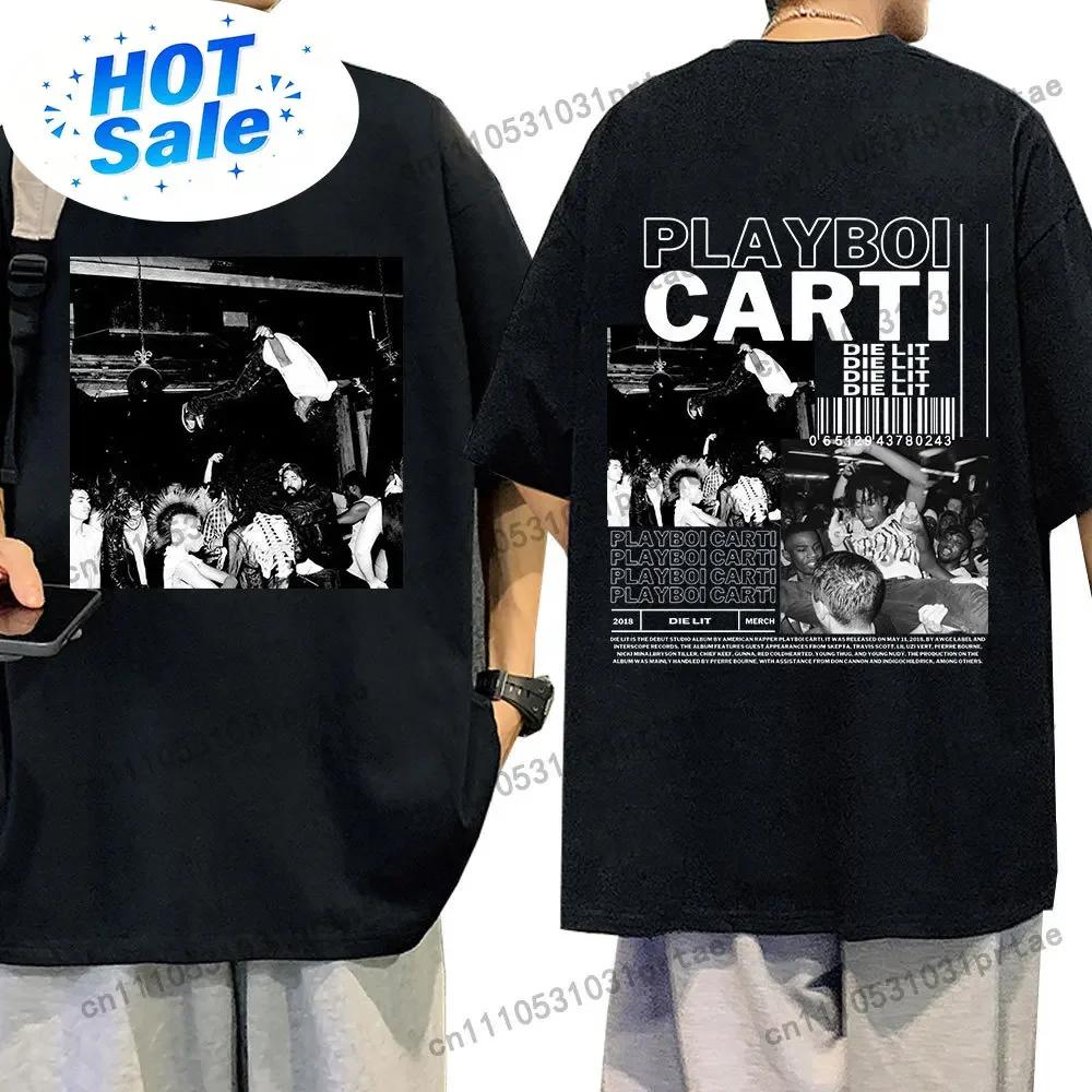 Rapper Playboi Carti Music Album Die Lit Graphic T Shirt Unisex Wounisexs Hip Hop Vintage Fashion Short Sleeve T Shirts Streetwear Bl