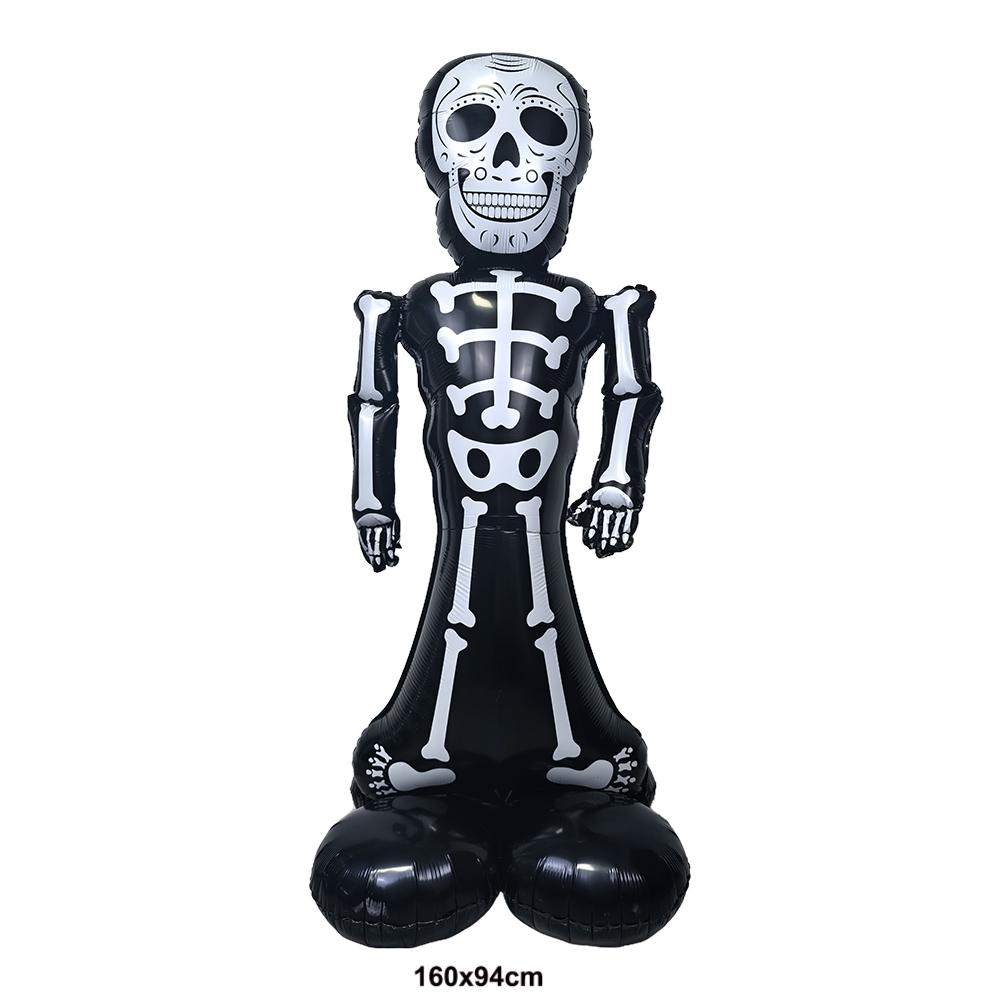 Halloween Party Decor Standing Inflatable Aluminum Foil Balloon Ghost Pumpkin Skull Haunted House Tombstone Skeleton Balloon