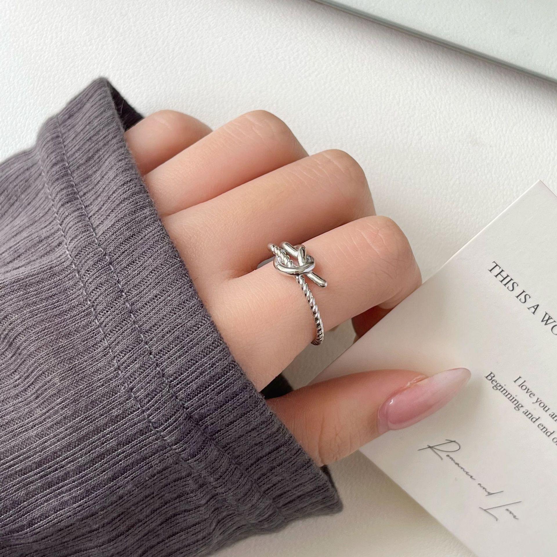 

3D Wave Heart Knot Open Ring - Adjustable Size, Simple Cool Style Jewelry Adjustable