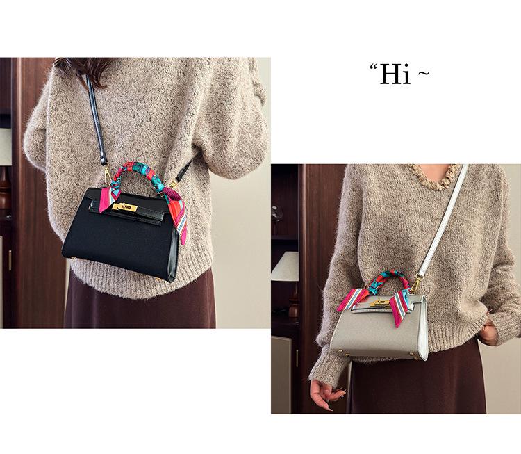 Kelly Women's Large Shoulder Bag with Lock and Scarf - Versatile Crossbody Handbag