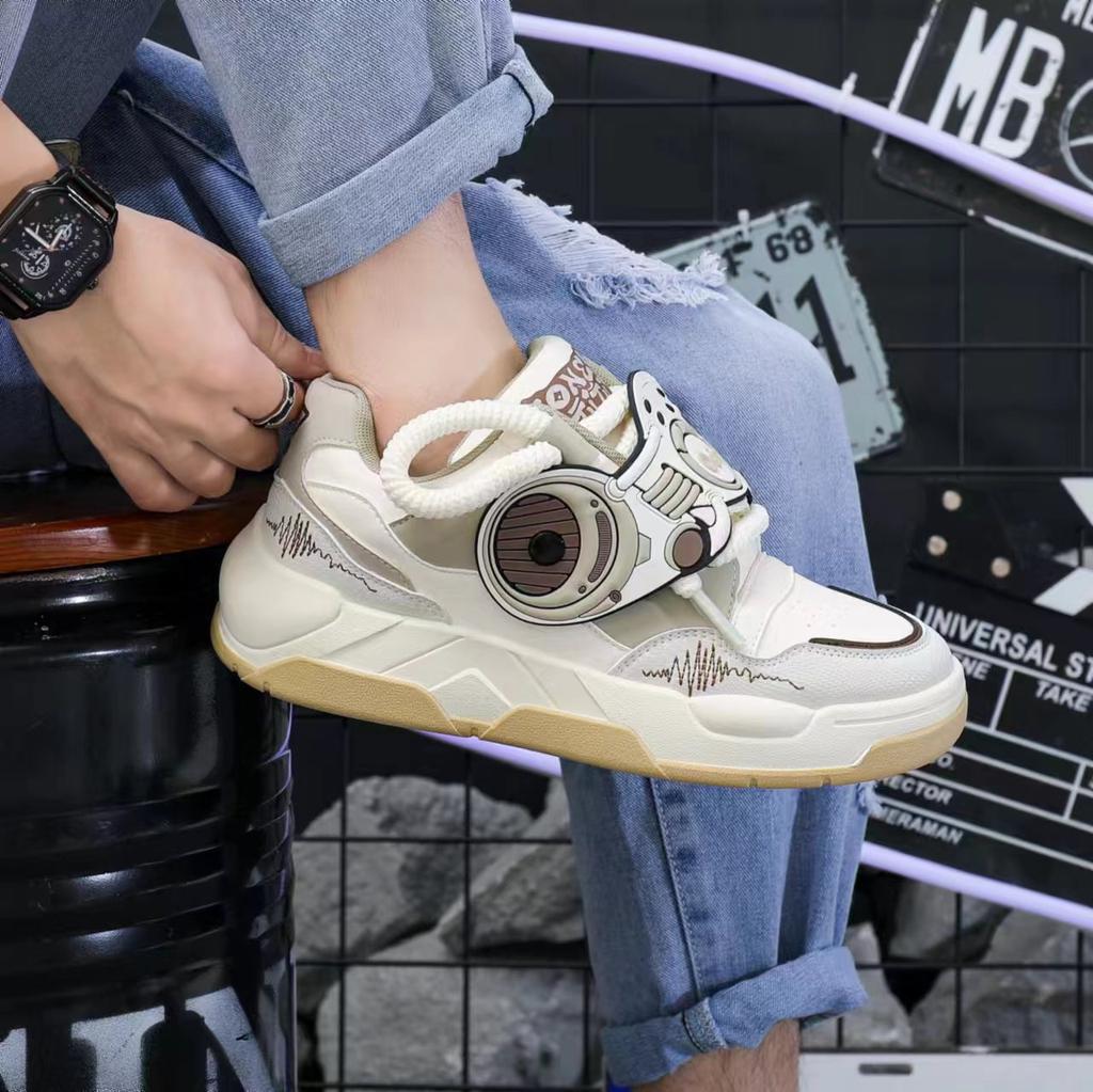 Spring new men's shoes color matching bread shoes student versatile sports board shoes comfortable casual platform heightening shoes