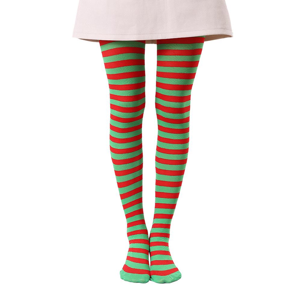 Colanți în dungi multicolore pentru costume de Halloween sau Crăciun pentru femei Tights