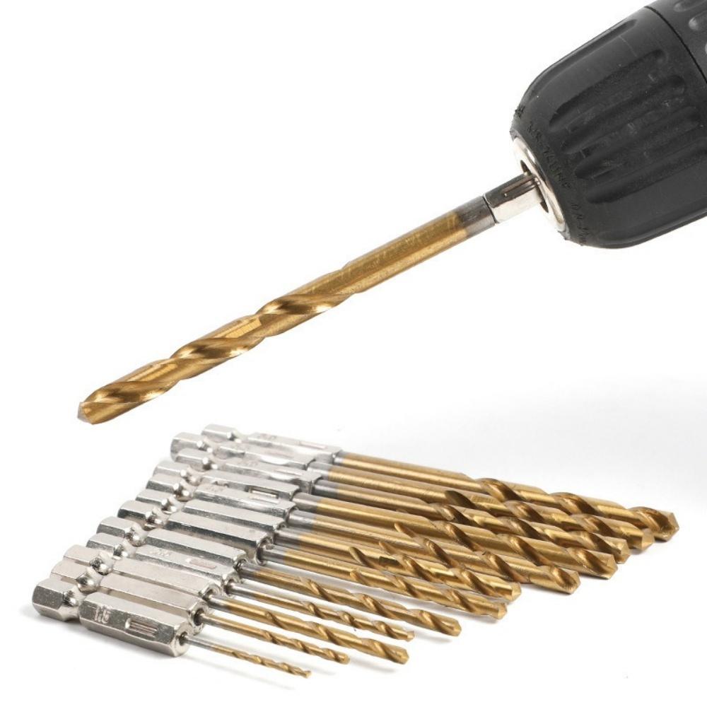 High-Speed Steel Drill Kit 13 Piece Set, Impact Quick Change Drill Kit for Cast Iron Hardening Metal Wood and Plastic