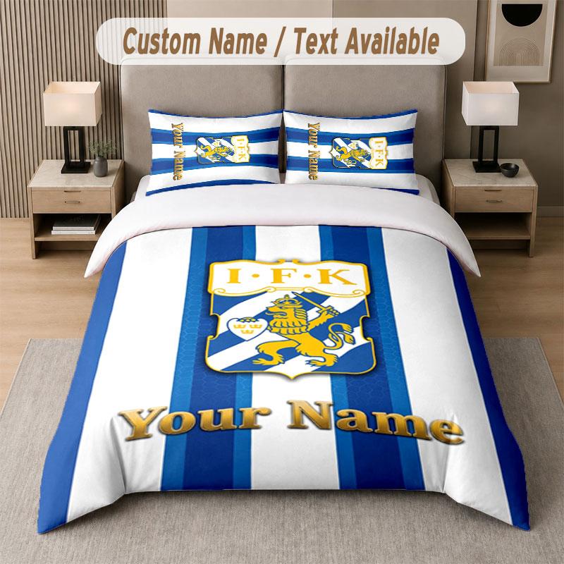 Custom Bedding Set Ifk Göteborg Pattern, Print Name Text 1 Duvet Cover Plus 2 Pillowcases Home Textile