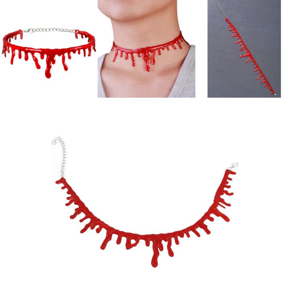 Halloween Vampire Necklace Spooky Gothic Style Plastic Geometric Blood Necklace