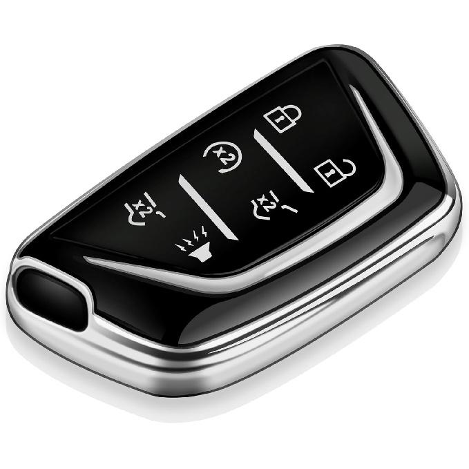 Tukellen for Cadillac Key Fob Cover Soft TPU Full Protection Key Case Compatible with -2025 Escalade Lyriq CT4 CT5 CT6 XTS XT4 XT5 ATS Key Shell