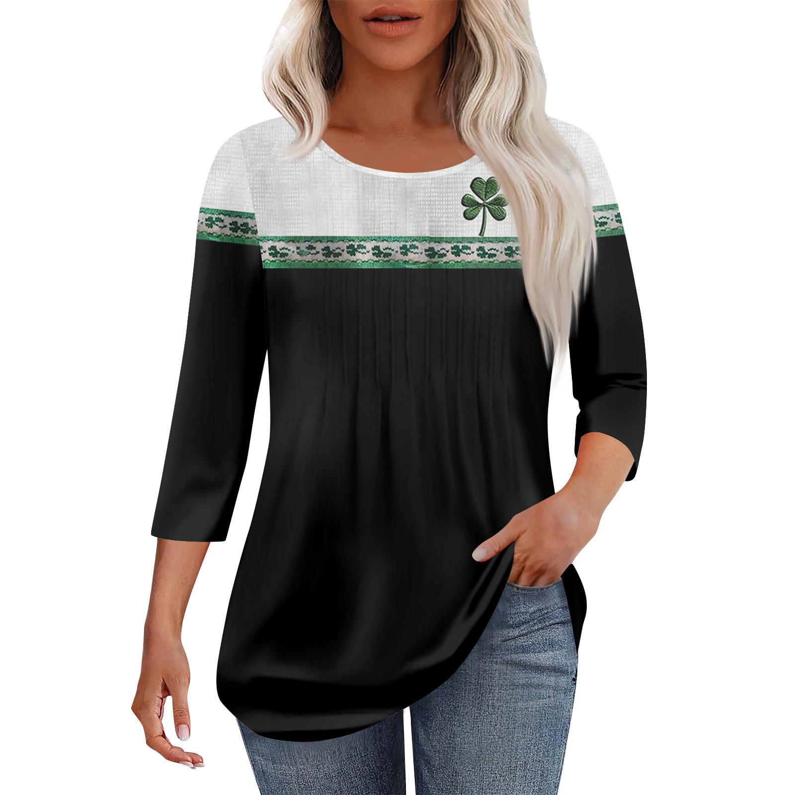 

Женская модная повседневная плиссированная футболка с круглым вырезом и рукавом семь четвертей XL