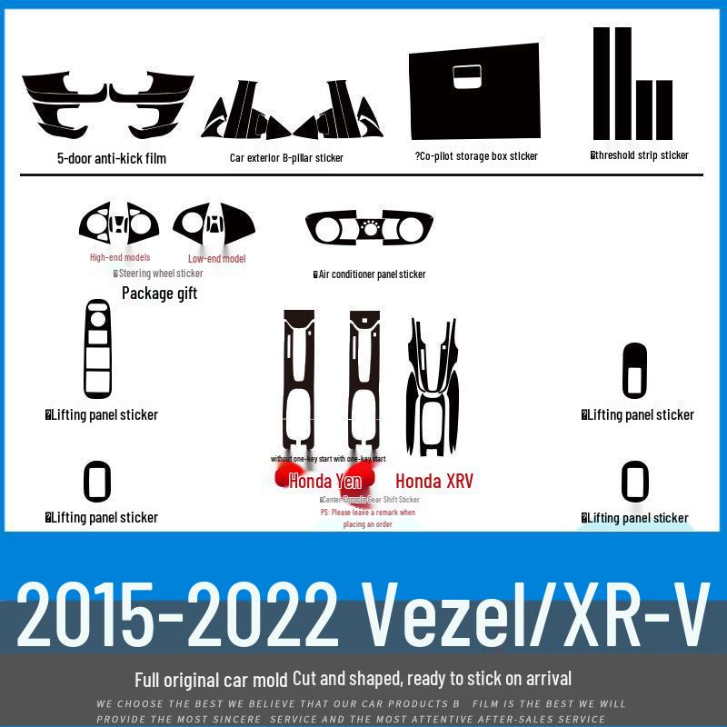 Vezel/XRV Center Console Carbon Fiber Stickers, Fits 15-22 Models, Free Replacement for Damaged Pieces