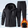 Men's Snow Set Thickened Set Plus Size Sports Work Suit Jacket + Pants 2-piece Set