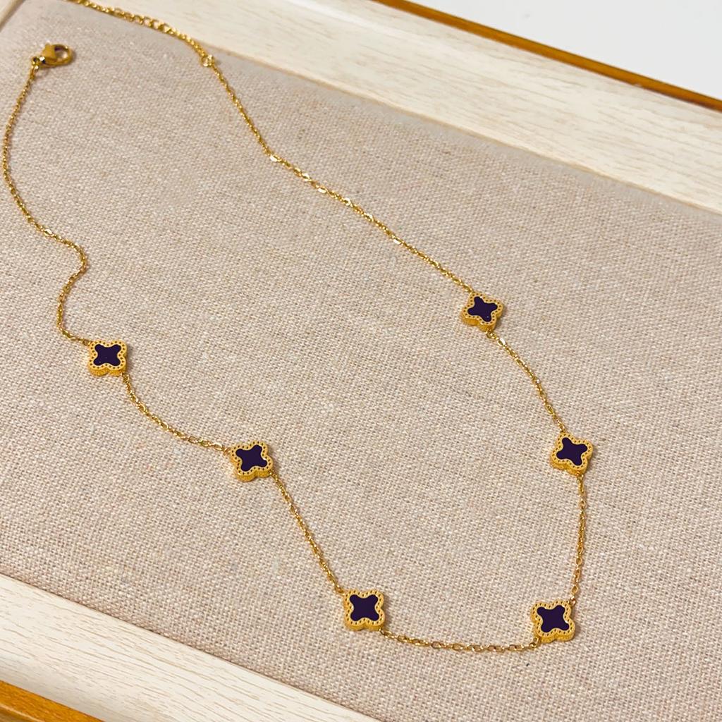 Simple Four-Leaf Clover Necklace Premium Sense Of Light Luxury Versatile Delicate Collarbone Chain Titanium Steel Does Not Lose Color Women's Necklace