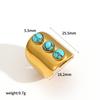 Vintage Natural Stone Geometric Gold Plated Stainless Steel Ring Trendy Fashion Jewelry Accessories Dainty Gifts
