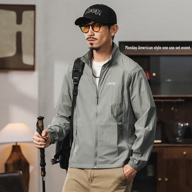 JEEP Men's Breathable UV Protection Stand-Collar Outdoor Jacket