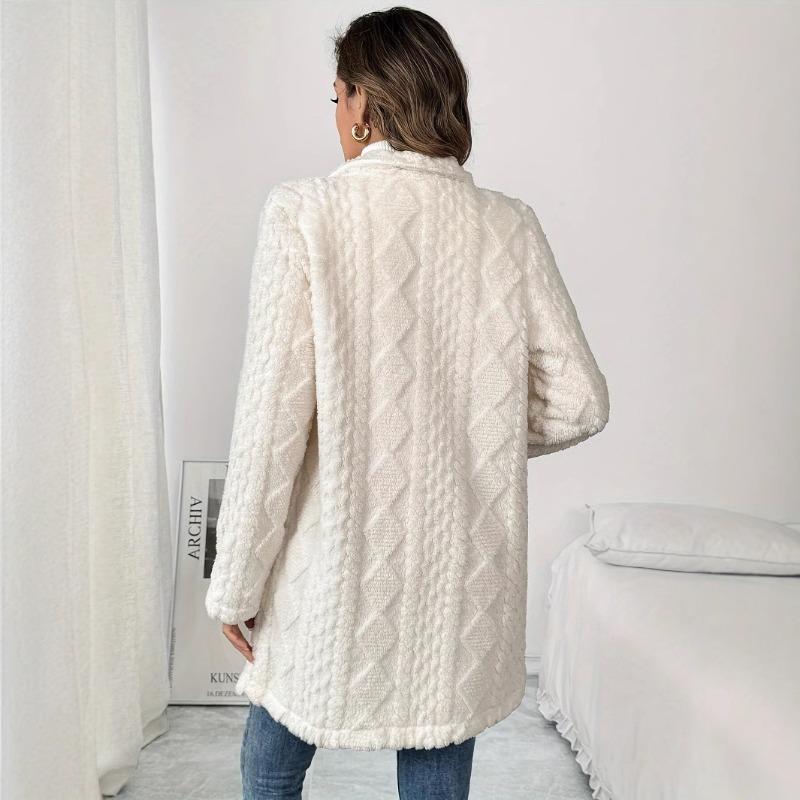 Women Double Sided Plush Double Breasted Casual Long Cardigan Coat