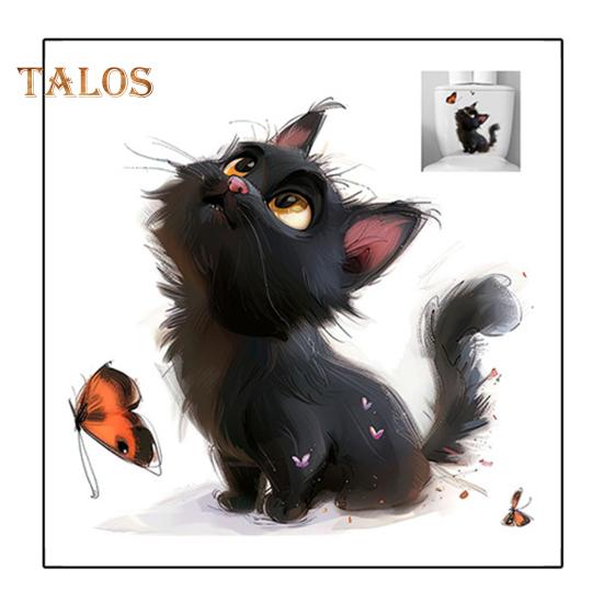 

Черная кошка бабочка наклейка на унитаз ПВХ водонепроницаемая съемная самоклеящаяся гостиная ванная комната настенное искусство мультяшный котенок крышка унитаза украшение наклейка Cat