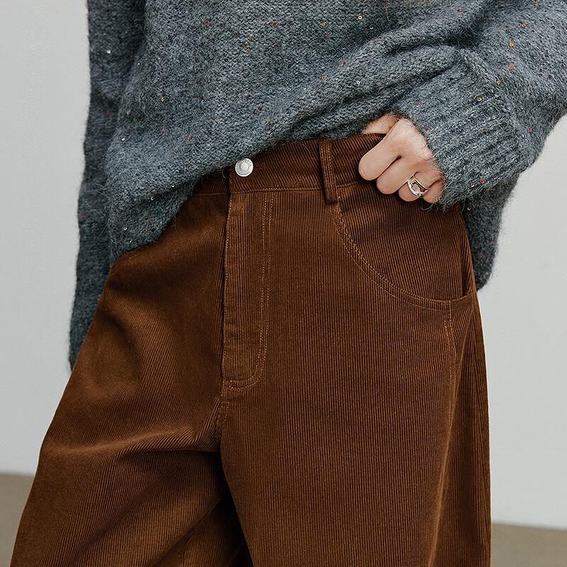 Chuyu Women's Autumn Corduroy Split Wide-Leg Banana Pants