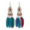 Geometric Boho Long Tassel Earring Retro Hanging Drop Earrings Ethnic Style Beaded Earring  Party