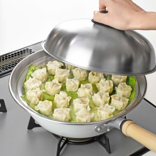 Wahei Freiz ME-7195: Steamer Rack & Cover for 24-26cm Frying Pans, Stainless Steel, Made In Japan
