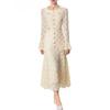 Fashion Women's Elegant Dresses Three-dimensional Floral Square Collar Long Sleeved Princess Style Dress New