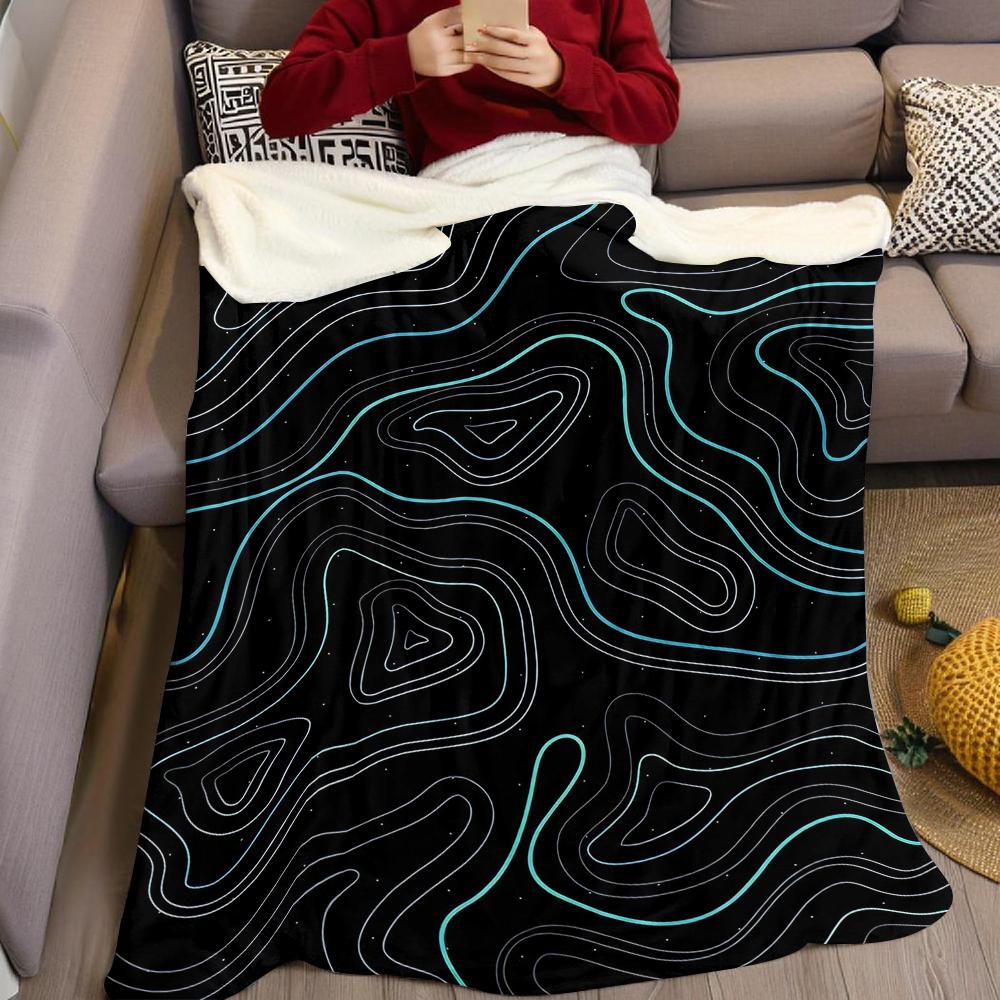 Neon Contours Flannel Blanket Warm Soft Halloween Christmas Couch Warm Cozy Decorative Decor Gift for All Season