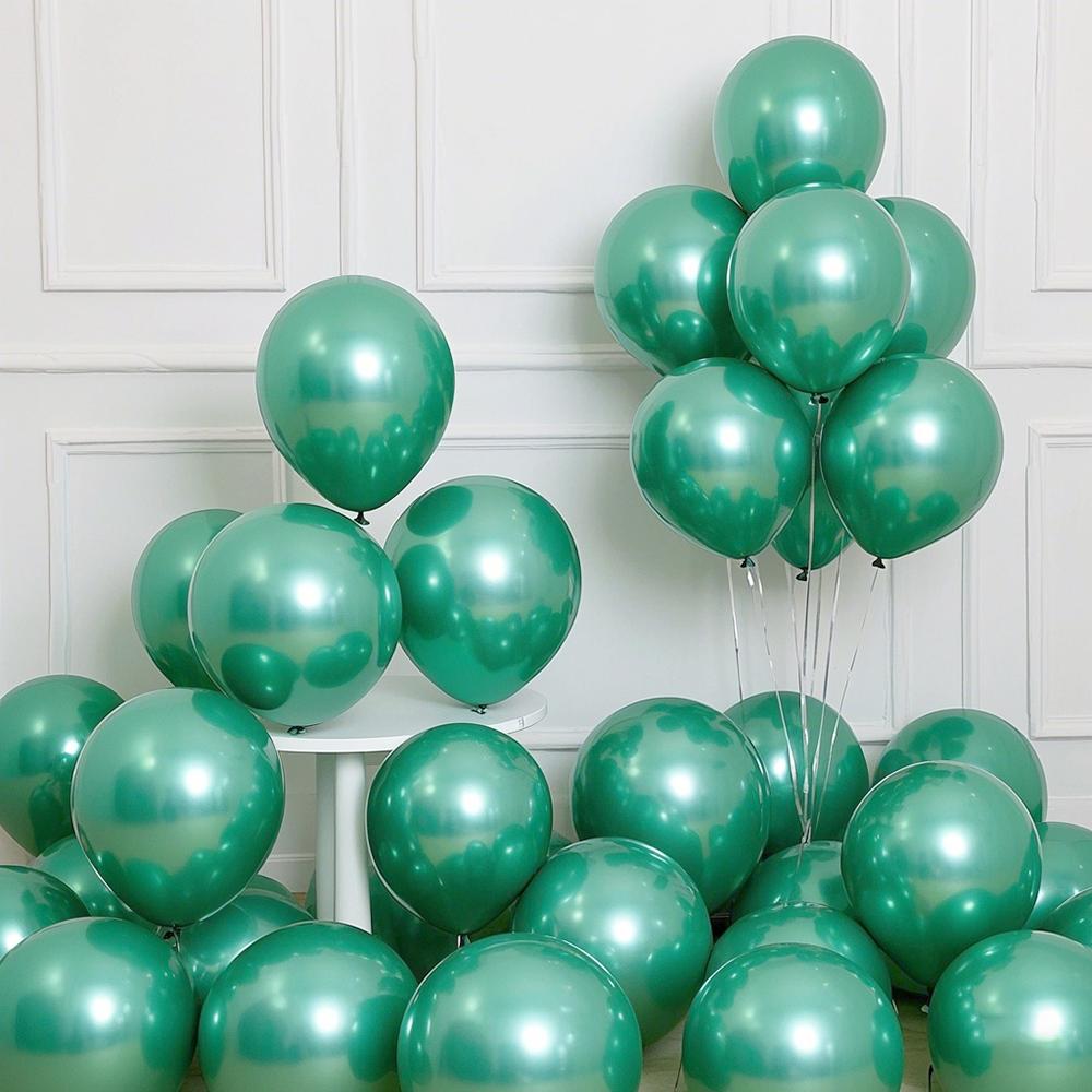 

100pcs 10inch Metal Glossy Colored Latex Balloons Wholesale Birthday Party Decoration Wedding Arch Design Decor Anniversary DIY 10inch 100pcs зелёный