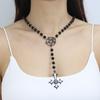 Women's Dark Gothic Cross & Pentagram Black Pearl Choker Necklace