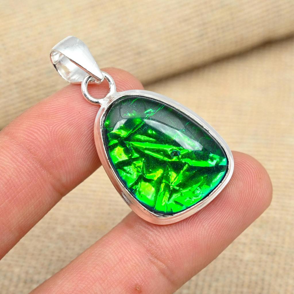 Blue Australian Triplet Opal Gemstone 925 Sterling Silver Handmade Elegant Pendant