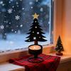 Metal Christmas Tree Candlestick Small Tree Shaped Candle Holder Holiday Tabletop Centerpiece for Home
