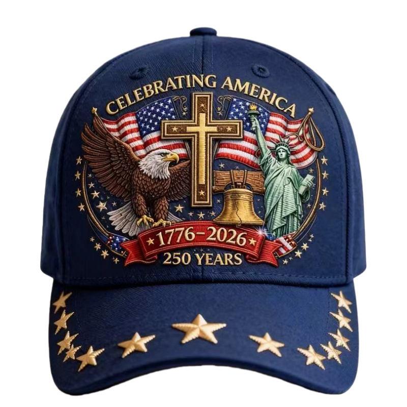 Eagle & Liberty & Cross United States 250th Anniversary Hats Printed Baseball Cap Outdoor Casual Caps GZW синий