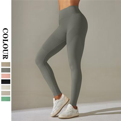 Nessaj Solid Color Yoga Sport Leggings Women High Waist Push Up Tights Seamless Quick Dry Fitness Pants