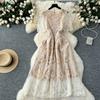 Summer Women Elegant Bowtie Lace Crochet Flower Office Work Party Dresses