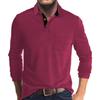 Men's Solid Color Button Lapel Long Sleeve Top Men's Casual Fashion Long Sleeve Top