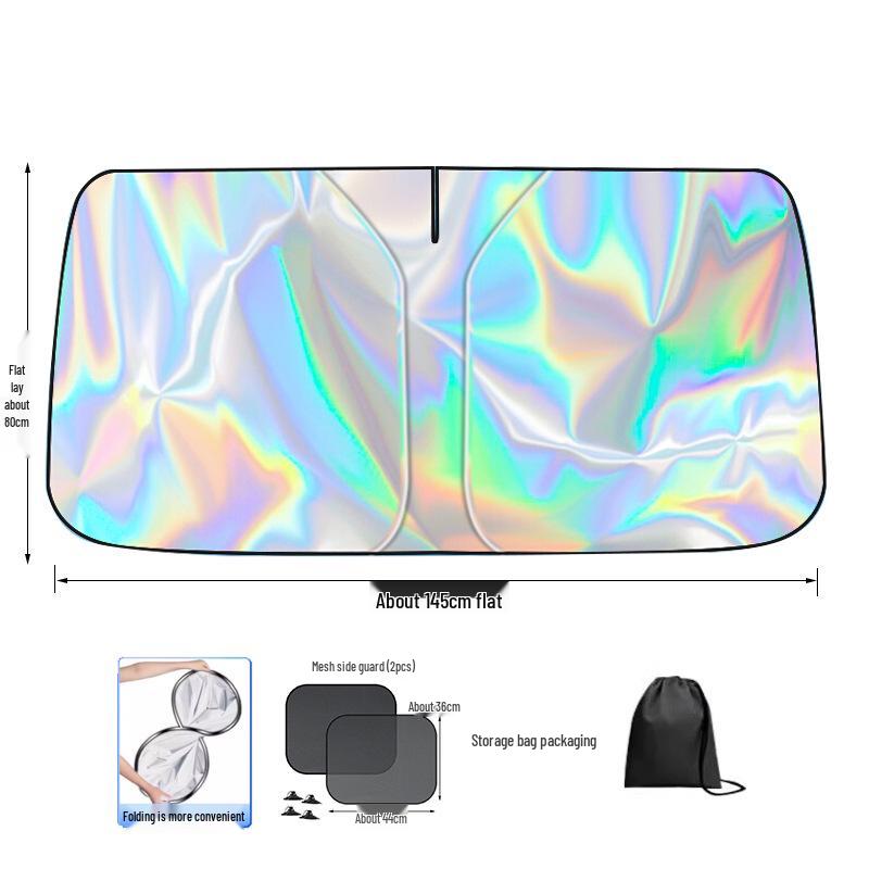 Car Front Windshield Laser Sunshade - Heat Insulation & Light Blocking for Small Cars.