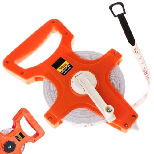Measuring Tape Reel, Lightweight Open Tape Measure Reel, 20m/30m Hand Crank Fiberglass Tape Measure, Open Reel Long Tape with Feet and Meters for Cons