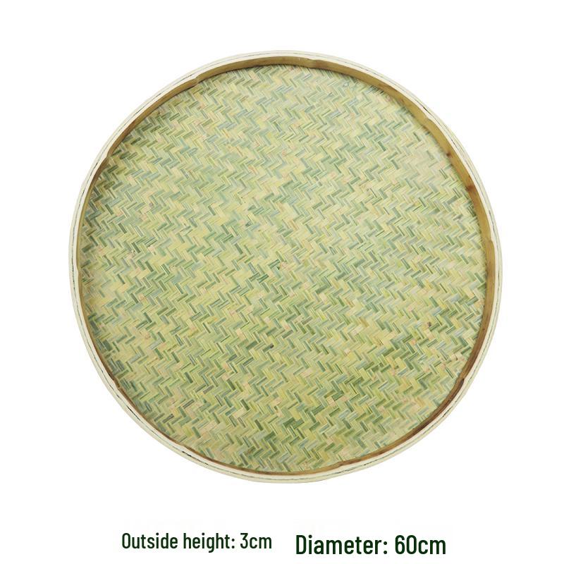 Bamboo Weaving Green Winnowing Basket/Restaurant Sashimi Platter with or without Holes for Drying, Sieving, Tea Sampling, or Decorative Use