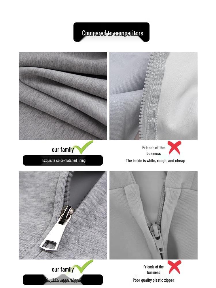 Gray Slim Fit Petite Korean Style Zip-Up Hooded Cardigan for Women, Ideal for Early Autumn/Spring Upper Outerwear
