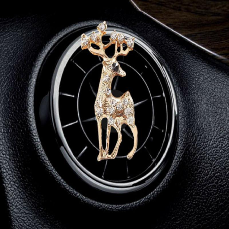 Car Air Vent Perfume Clip With Diamond-encrusted Deer Design Customizable Car Decoration