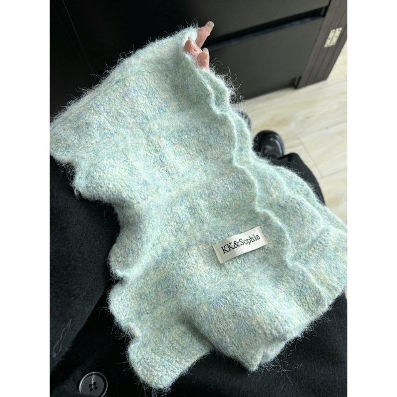 Soft waxy plush cross scarf women's autumn and winter new versatile simple skin-friendly warm small scarf student scarf