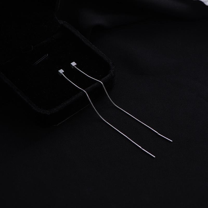 Banyan Tree S925 Silver Long Earrings for Women - Square Design, 2022 Fashion for Round Faces
