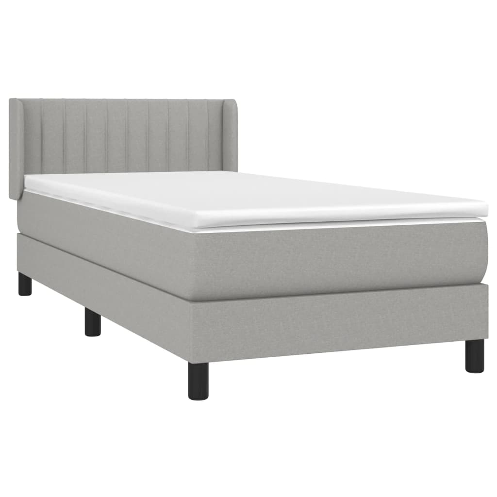 Box Spring Bed with Mattress Light Grey 90 x 190 cm Fabric