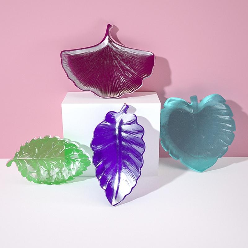 Tray Coaster Resin Mold Serving Board Mold Leaf Shaped Fruit Tray DIY Mold Tea Tray Organizer Box Dish Silicone Mold