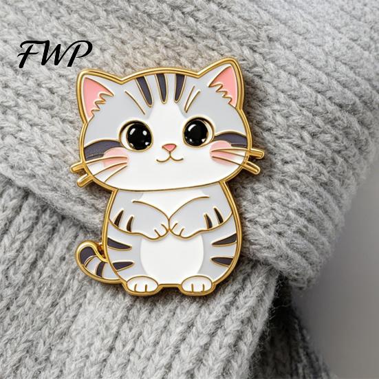 Animal Pin Decorative Brooch Enamel Cartoon Cat Shape Zinc Alloy Lapel Sweater Dress Suit Badge Versatile Outfit Accessory Design