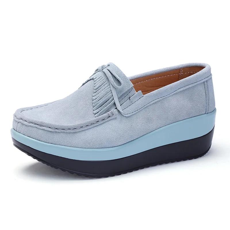 Spring Women Flats Shoes Platform Sneakers Slip On Flats Leather Suede Ladies Loafers Casual Shoes Women Loafers Shoes F65