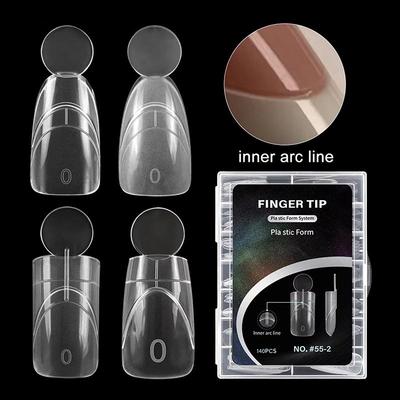 140Pcs Sandwich Nail Dual Forms Reusable Mixed 14 Size Short Oval Square Top & Bottom Nail Mold For Builder Extension