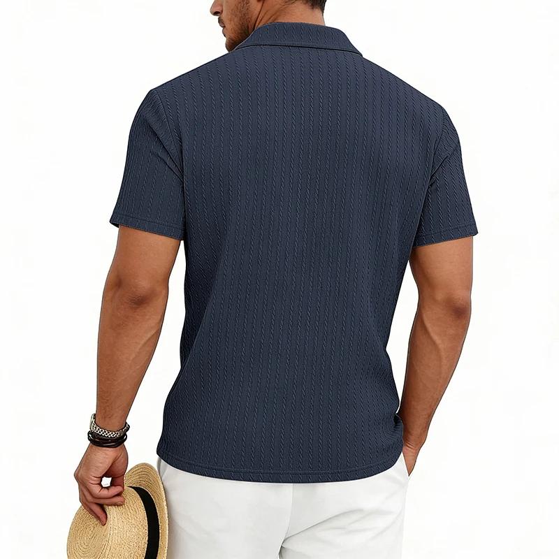 Men's Casual Shirts Textured Short Sleeve Button Down Shirt Summer Loose Fit Knit Tops for Men