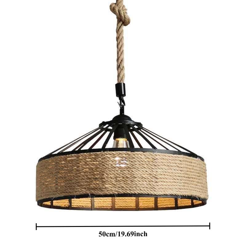 Classical Hemp Rope Pendant Hanging Lamp Lustre for Ceiling Chandelier Classic Retro Antique Industrial Iron Dining Room Light
