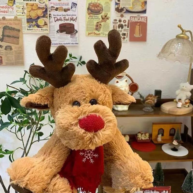 

25Cm Christmas Reindeer Scarf Plush Stuffed Doll Toy Home Sofa Decoration Gifts For Children Year Decor Accessories