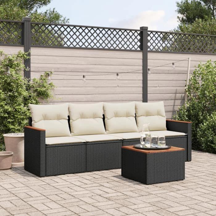 VidaXL Garden Lounge Set with Cushions 5 Pcs, Patio Sofas, Patio Furniture Set, Outdoor Furniture, Black 3225776