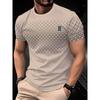 Men's Fashion Stripe Splicing 3D Printed Short Sleeve Comfortable to Wear
