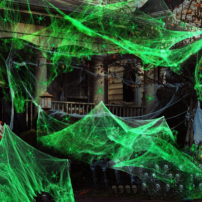 Spider Webs Halloween Decorations with Fake Spiders, Super Stretch Cobwebs for Halloween Indoor and Outdoor Party Sipplies