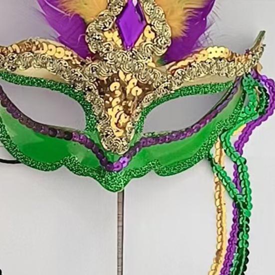 Mardi Gras Feather Masque for Women Masquerade Sequin Venetian Carnival Masuqe with Tassel for Halloween Party Cosplay Costume